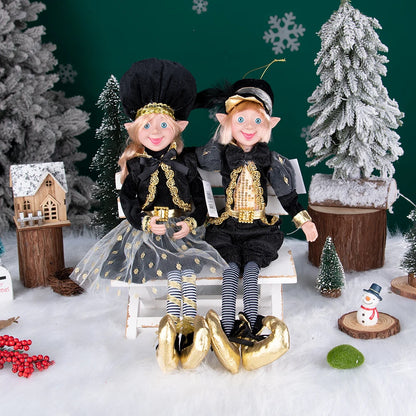 Conjunto de 2 elfos de Natal de 66 cm, adorável elfos vermelhos e verdes para pendurar