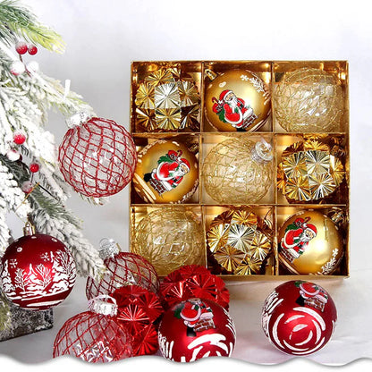Bola de Natal 9 Peças Enfeites de Natal 3" Enfeites de Bola Natal Inquebrável Transparente