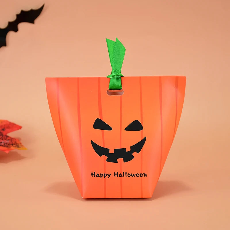 Bolsa de abóbora de Halloween, 10 peças, bolsa de doces, bolsa de doces divertida laranja