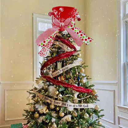 Topo de Árvore de Natal Chapéu de Árvore de Natal de Bengala Doce, Chapéu de Topo de Árvore Vermelho