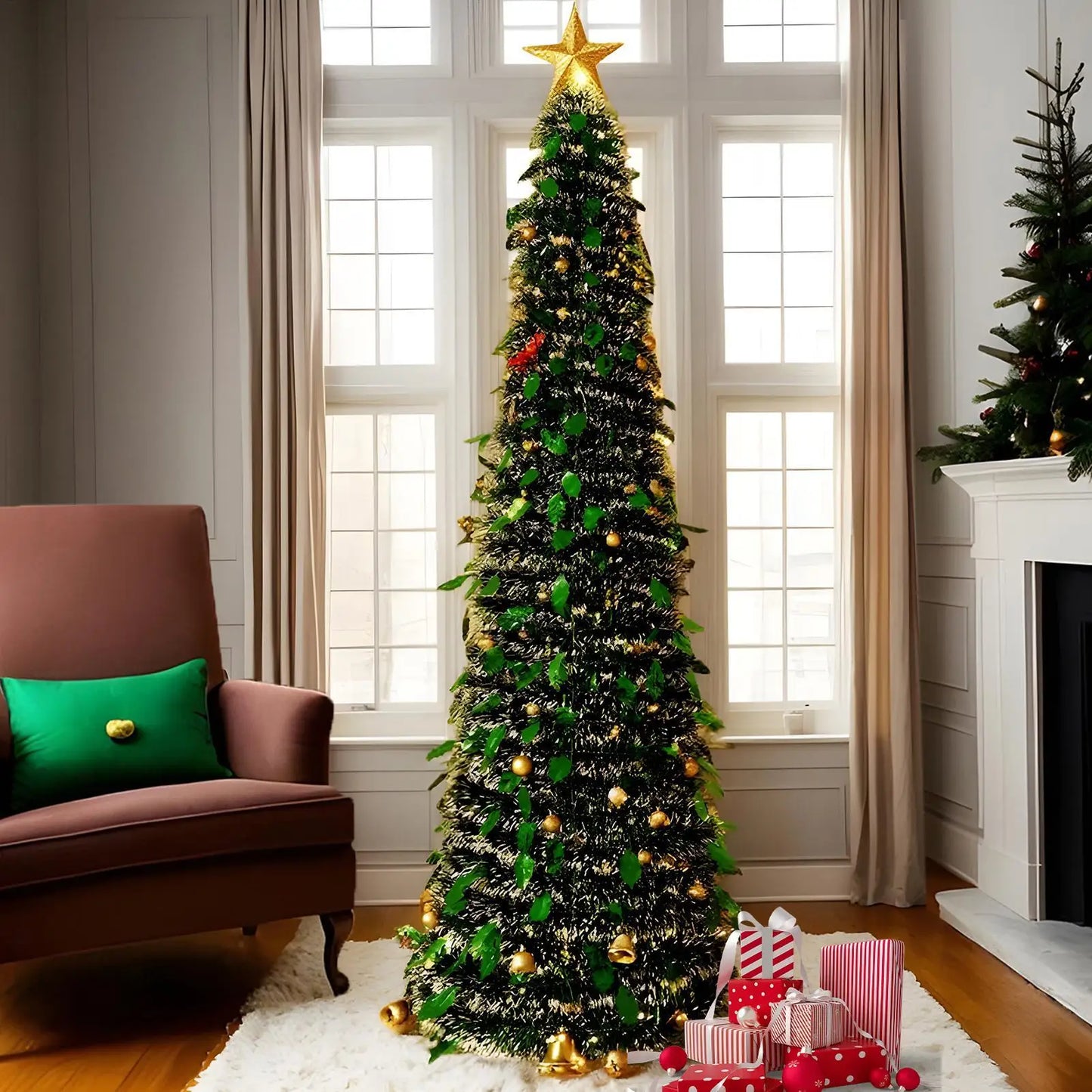 Árvore de Natal Artificial, Decoração de Quintal de 1,5 m – Decoração de Árvore de Festival