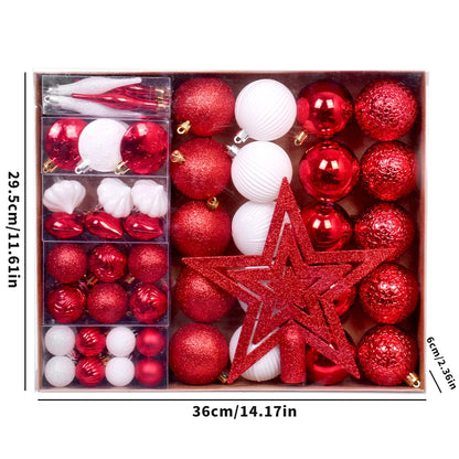Bola de Natal 72 Peças de Enfeites de Bola de Natal Sortidos Decoração de Árvore de Natal