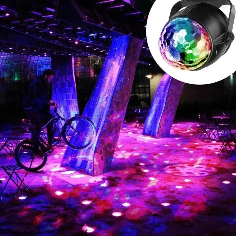 Mini Globo de Luz LED RGB Bola Maluca Iluminação Festa Natalino Som e Controle Remoto