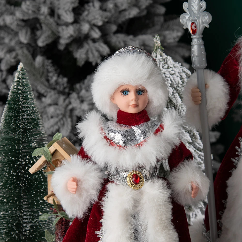 Papai Noel Grande Muñeco Cajado Azul Claro Figura do Papai Noel Ded Moroz Natalino