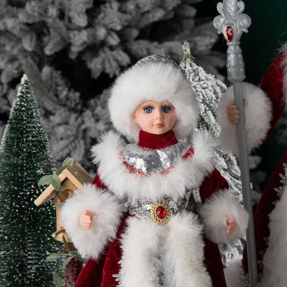 Papai Noel Grande Muñeco Cajado Azul Claro Figura do Papai Noel Ded Moroz Natalino