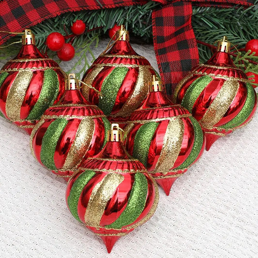 Bola de Natal Colorido 6 Enfeites de Natal em Formato de Cebola para Pendurar, Decorações