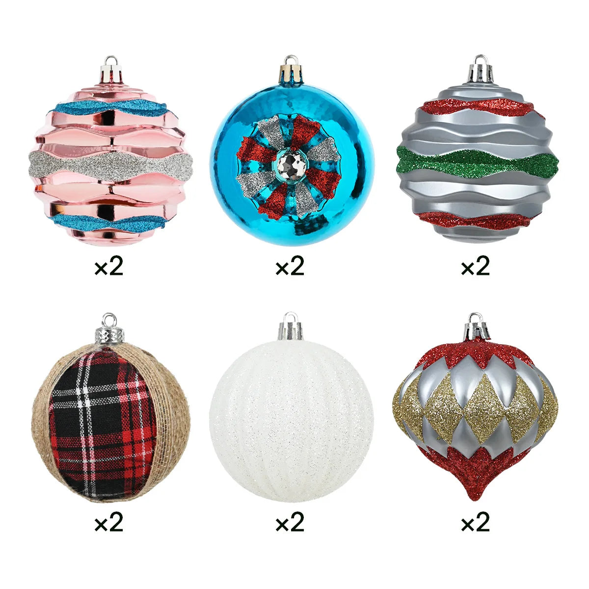 Enfeites de bolas de Natal de 8,5 cm – 16 peças de bolas de plástico para árvore de Natal