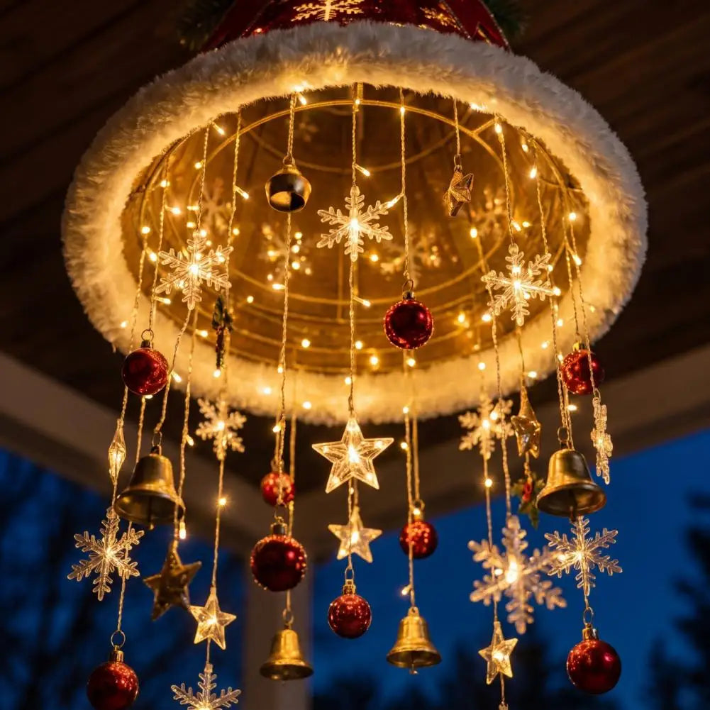 Luminária Pendente / Enfeite de Natal em Formato de Sino ou Chapéu de Papai Noel com LED