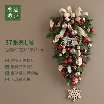 Guirlanda de Natal Nevada com Bolas Vermelhas, Pinhas e Azevinhos - Decoração Natalina