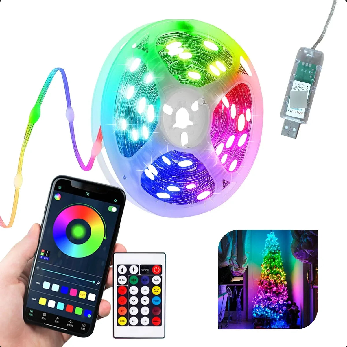 Fio de Fada LED Smart Decoração Cordão de Luz RGB 10 Metros Fita Led Fada Led Smart