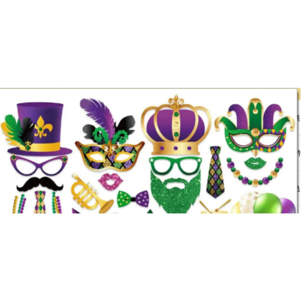 Kit com 35 peças de adereços para cabine de fotos do Carnaval, artigos festa à fantasia