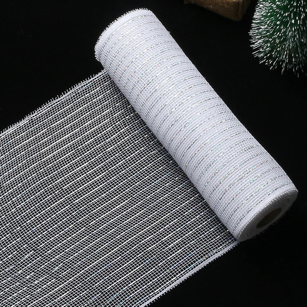 Fita de Malha de Natal Rolo de Tule com Glitter para Árvore e Guirlanda