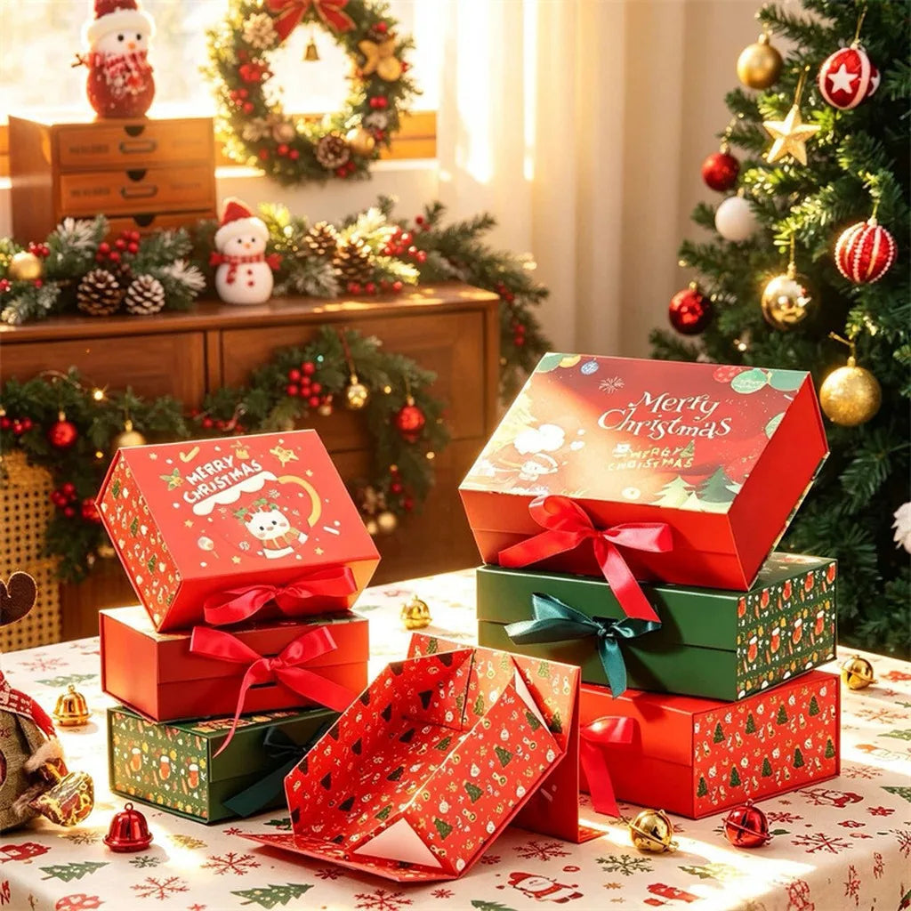 Caixa Presente de Natal Linda Caixas de Armazenamento de Papelão Decorativas de Natal
