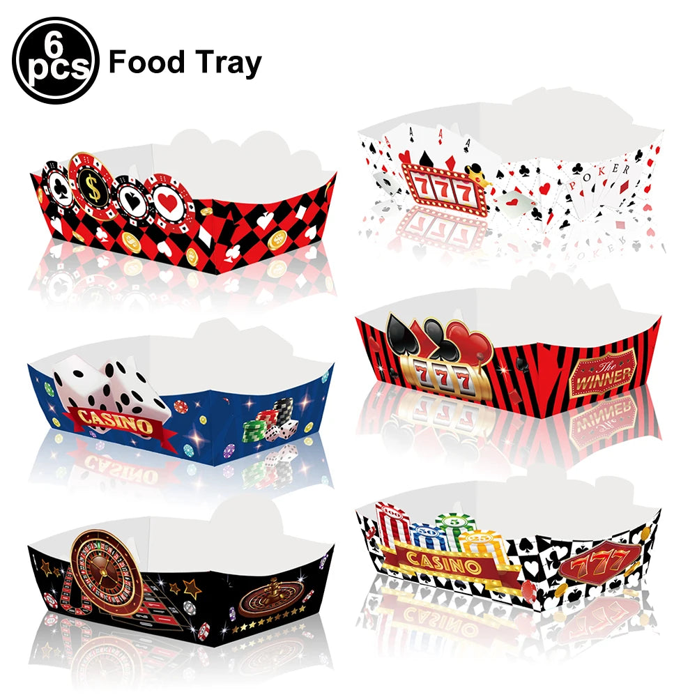 Cassio Poke 25 Peças de topo de cupcake com glitter, tema Vegas, palitos de dente e palitos