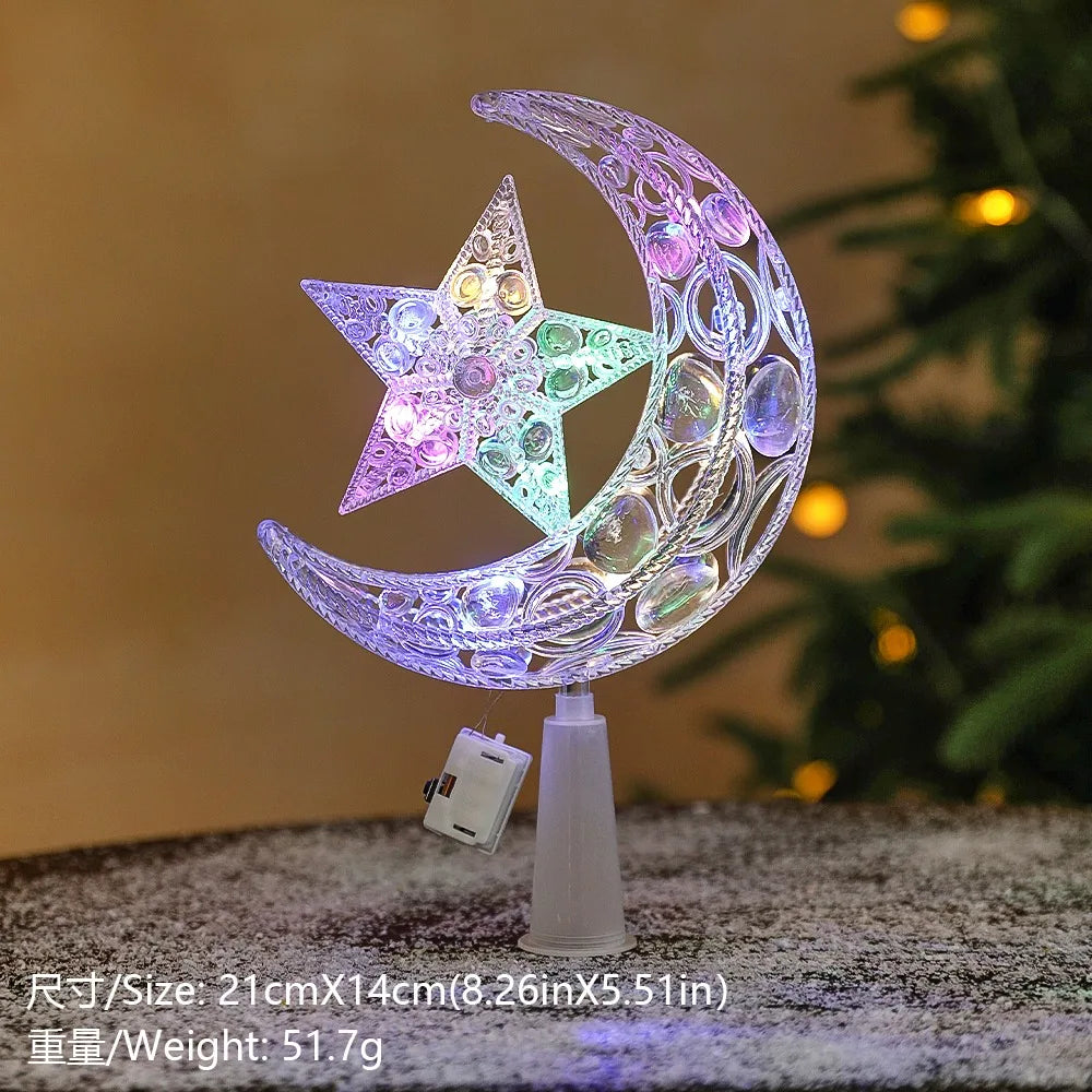 Estrela Ponteira para Árvore de Natal Colorida LED, 15 cm, Pisca-Pisca