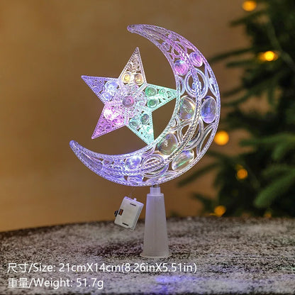 Estrela Ponteira para Árvore de Natal Colorida LED, 15 cm, Pisca-Pisca