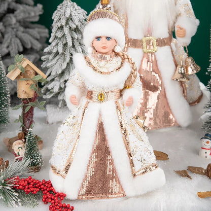 Papai Noel Grande Muñeco Cajado Azul Claro Figura do Papai Noel Ded Moroz Natalino