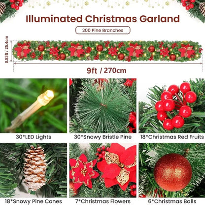 Guirlanda de Natal Comprimento 1 x 2,7 m LED Rattan Guirlanda de Natal para Mesa