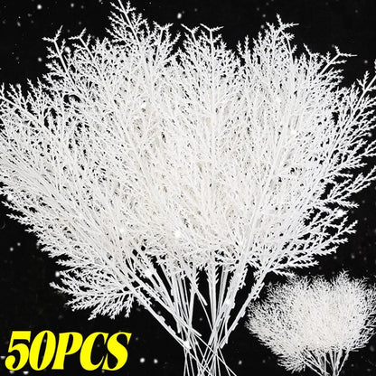 Pinho Agulhas Ramos Branco 10 Unidades Folhagem para Imitação de Natal Folha Artificial