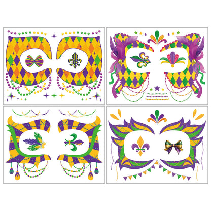 Kit Máscara de Carnaval com/ tatuagem adesivos 3 peças de enfeites de madeira carnaval