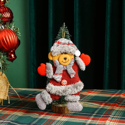 Kit Enfeites de Natal Boneco Sentado de Papai Noel Neve e Rena Decoração Natalina