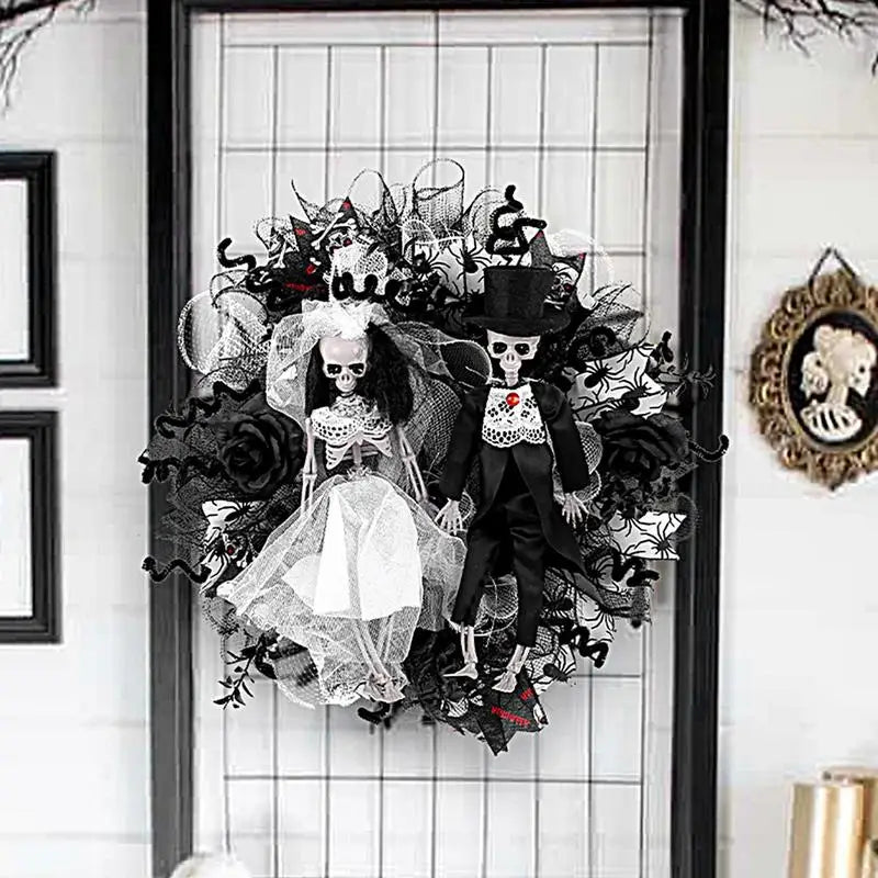 Guirlanda de esqueleto de Halloween guirlanda de janela e decoração assustadora