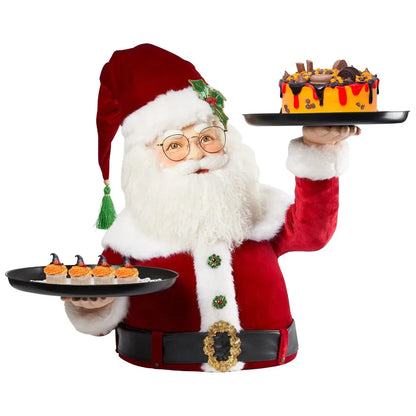 Suporte de Resina Mesa de Canto Papai Noel de Resina com Tampo de Vidro Design Toscano