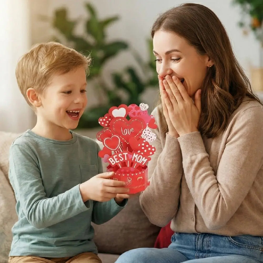 Cartão Pop Up 3D da Filha Cartões Feliz Dia das Mães para Melhor Mãe Cartão 3D Envelope
