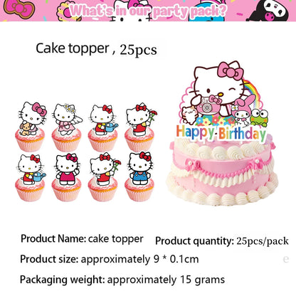 Kit de hello kitty para decoração de festa de aniversário de Kitt - 217 peças, incluindo top