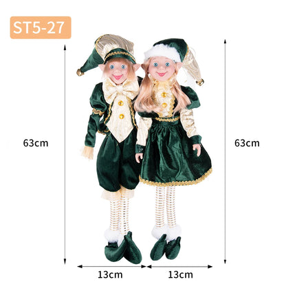 Conjunto de 2 elfos de Natal de 66 cm, adorável elfos vermelhos e verdes para pendurar
