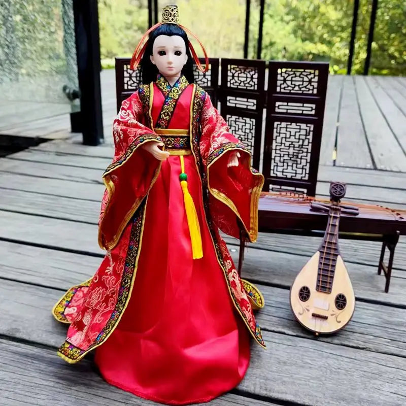 Boneca chinesa para menina, de boneca da Ásia com sapatos de suporte, cocar, boneca