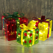 Carregar imagem no visualizador da galeria, Conjunto de 3 caixas de presente iluminadas para decorações de Natal e caixas
