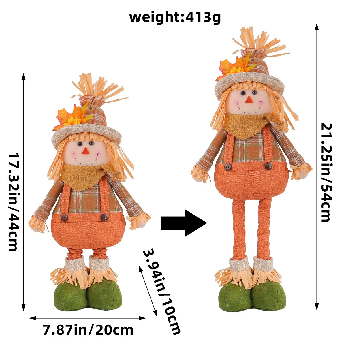 Bonecos Espantalho Gnomo Homem Pé Comprido Espantalho 50cm palha junino decorativo