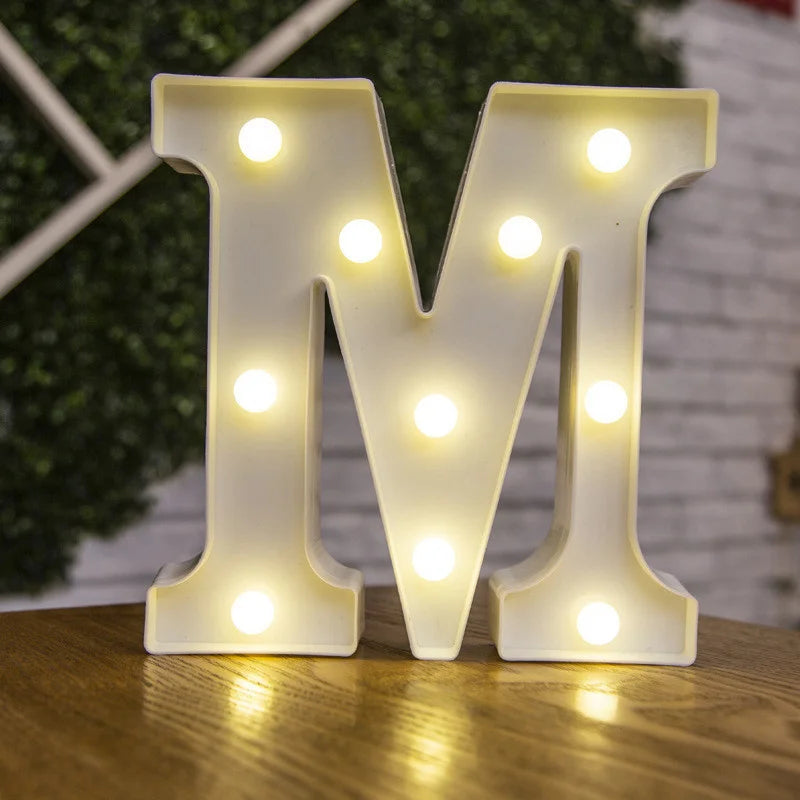 Letras de LED para letreiros, 26 letras iluminadas do alfabeto, luzes LED alimentadas