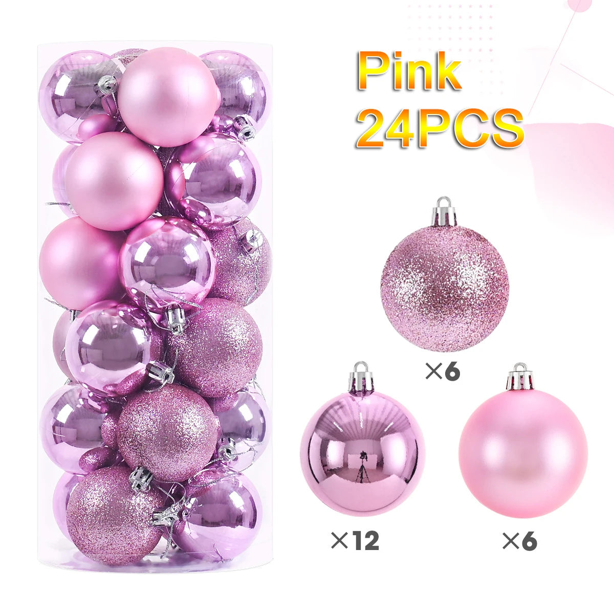 Bola de Natal 24 peças de enfeites de bolas de Natal, enfeite de Natal para árvore de Natal