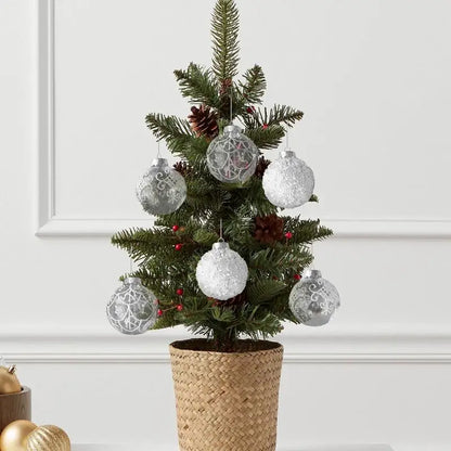 Bolas de Natal 6 Peças de Bolas de Natal de 6 cm Verde Vermelhão Brilhante Pendurar
