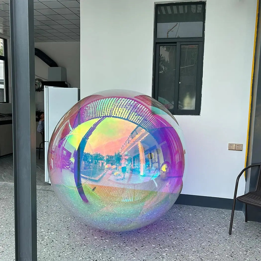 Bola de espelho inflável prateada, grande, brilhante, hermética, gigante, balão pendurar