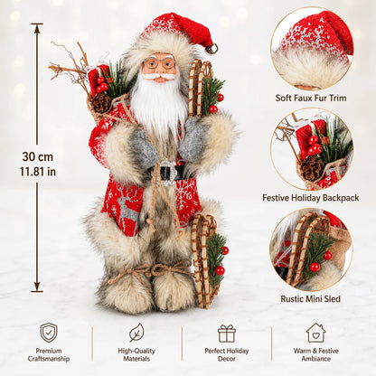 Boneco de Papai Estátua do Papai Noel de 30cm de Altura, Decoração de Natal, Estátua
