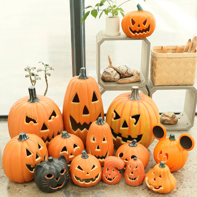 Luzes de abóbora, lanterna de abóbora, abóbora de Halloween, luz noturna LED e abóbora