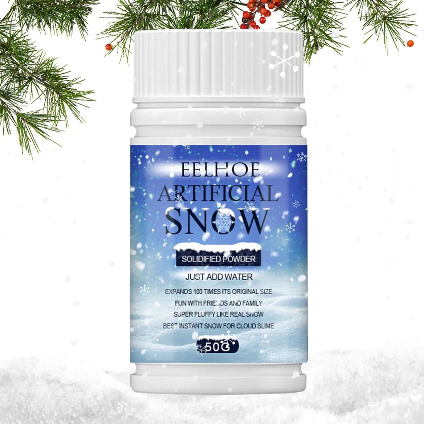 Neve artificial | Pó de neve falso instantâneo inverno para brincar | Neve artificial útil natal