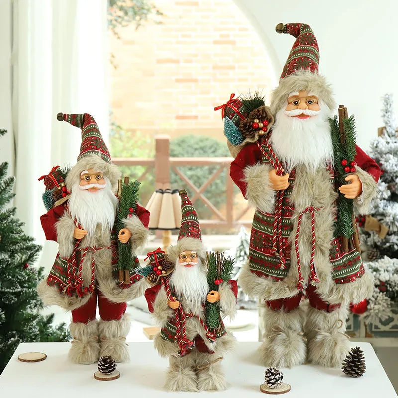 Boneco de Papai Noel em pé, enfeite de Natal para festa de Natal, lareira e férias 40cm