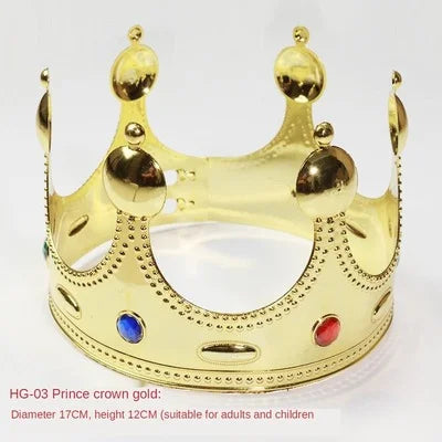Coroa Rei Rainha Príncipe Princesa Plástica Ajustável Festa Com Rainha Dourada