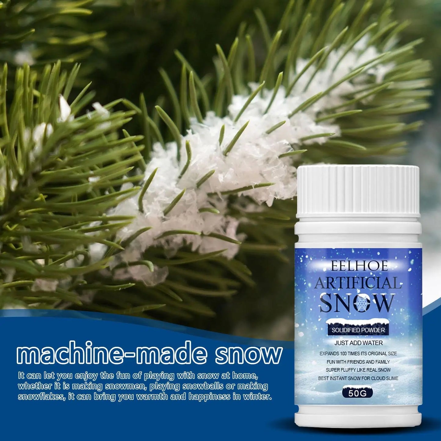Neve artificial | Pó de neve falso instantâneo inverno para brincar | Neve artificial útil natal