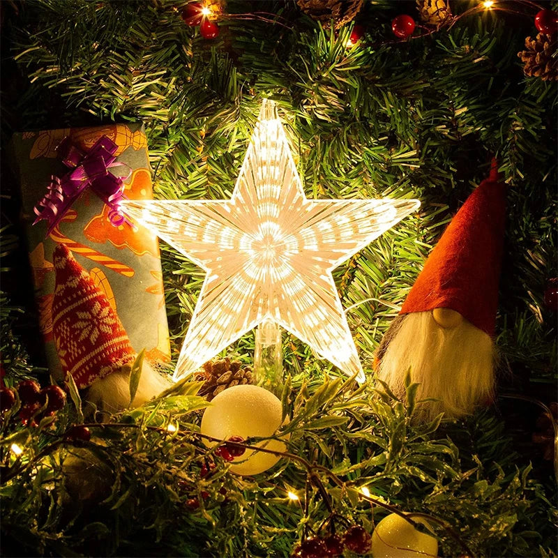 Estrela Ponteira para Árvore de Natal Colorida LED, 15 cm, Pisca-Pisca