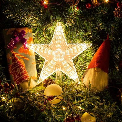 Estrela Ponteira para Árvore de Natal Colorida LED, 15 cm, Pisca-Pisca