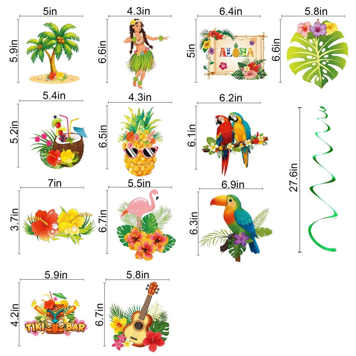 Enfeites de Centro de Mesa com Tema Luau / Festa Havaiana é Feito de Papel com Base em Estilo Favo de Mel
