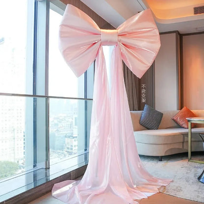Laço decorativo grande, laço gigante de veludo vermelho, cenário casamento, decoração