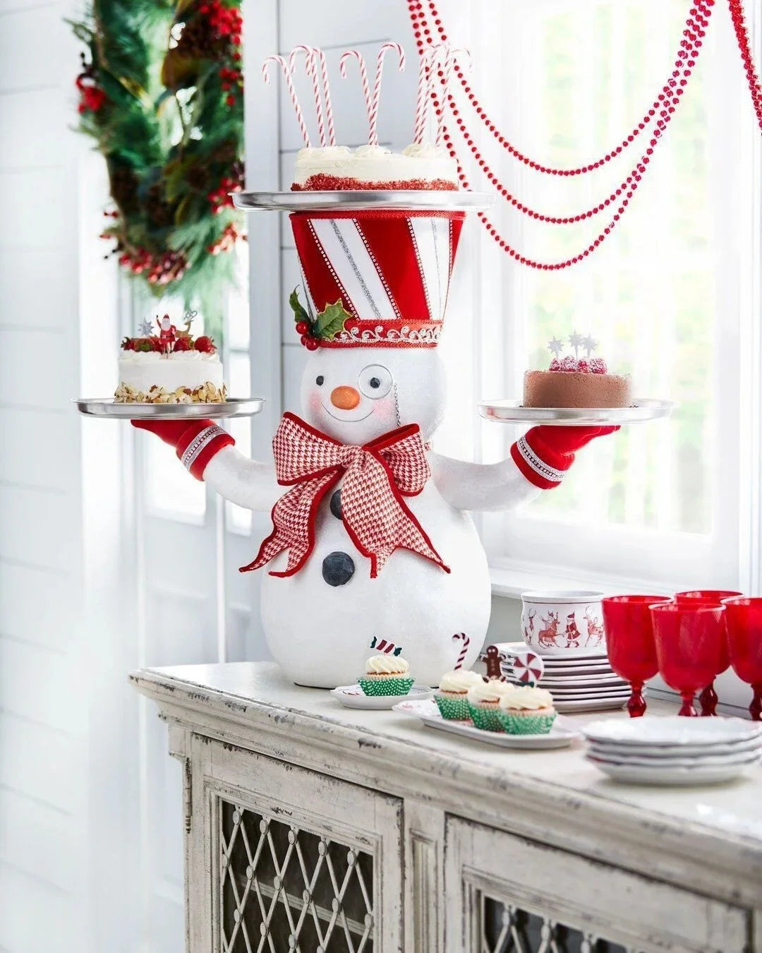Suporte de Doces Boneco de Neve Enfeite Decorativo de Natal, Formato Boneco de Neve em Resina
