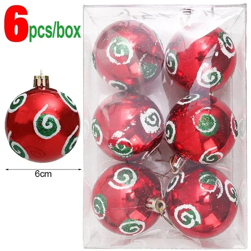 Bola Árvore de Natal Colorida Pintura 24 Peças de Enfeites de Bola de Natal, 6 cm Enfeites