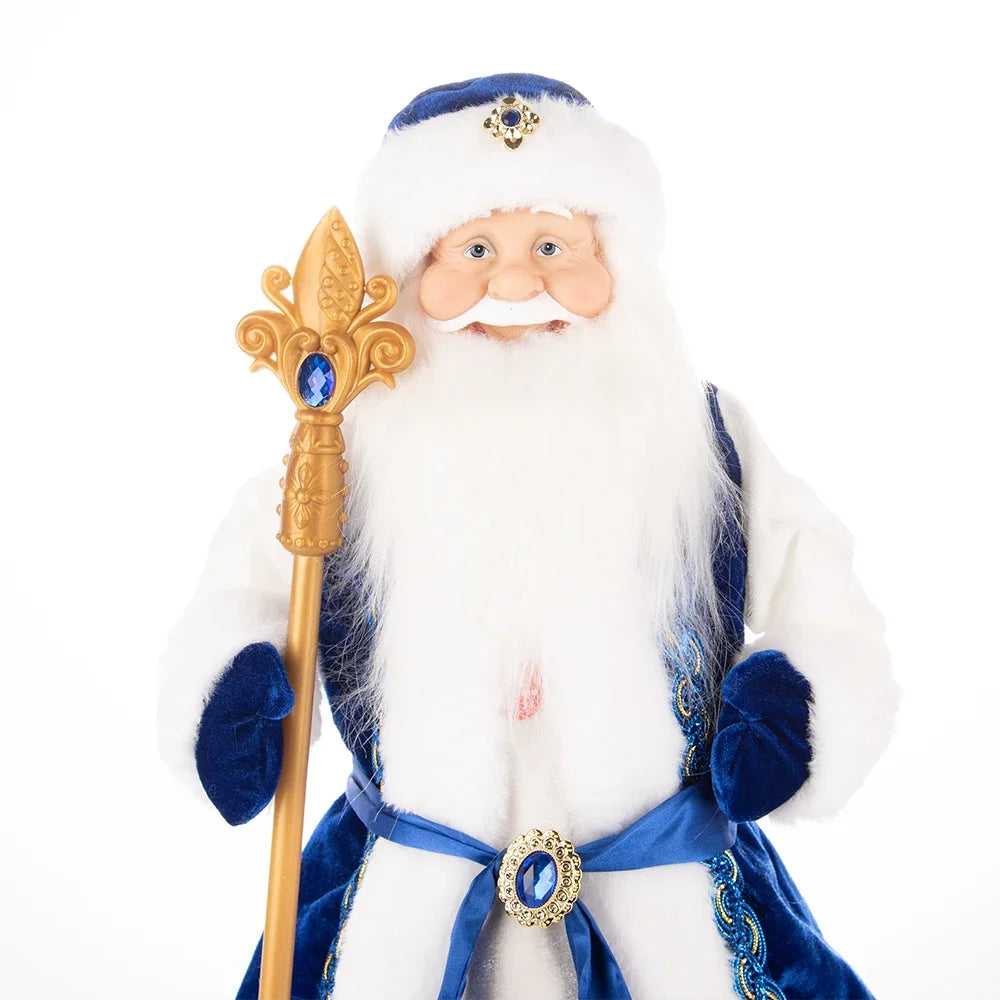 Papai Noel Grande Muñeco Cajado Azul Claro Figura do Papai Noel Ded Moroz Natalino
